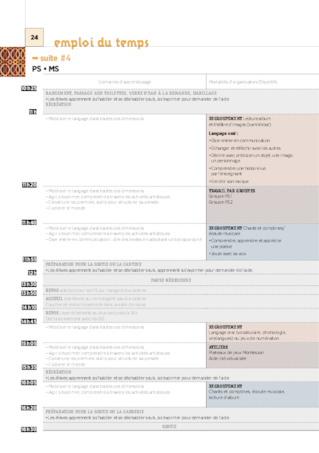 Emplois du temps et programmations MS 2020