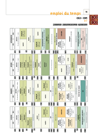 Emplois du temps, programmations Cycles 2 & 3 2022-2023 (extrait)