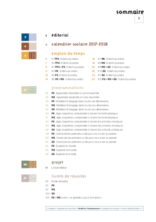 Emplois du temps, programmations, livrets de réussite PS MS GS