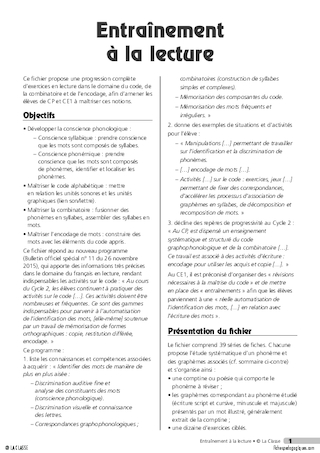 Entraînement à la lecture 1/4