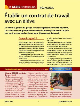 Etablir un contrat de travail avec un élève