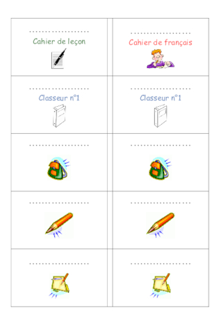 Étiquettes de cahier