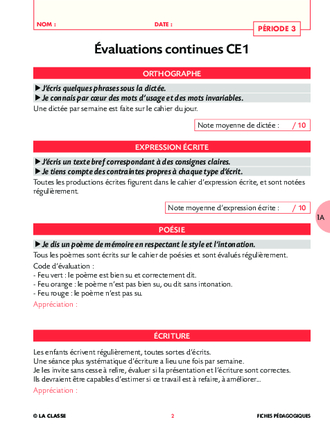 Evaluations CE1