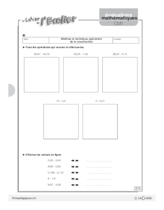 Evaluations mathématiques Cycle 3 (4) / Les nombres décimaux