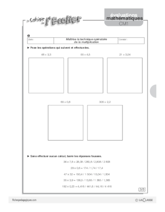 Evaluations mathématiques Cycle 3 (4) / Les nombres décimaux