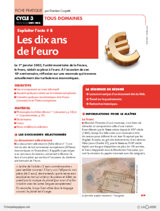 Exploiter l'actu / Les dix ans de l'euro