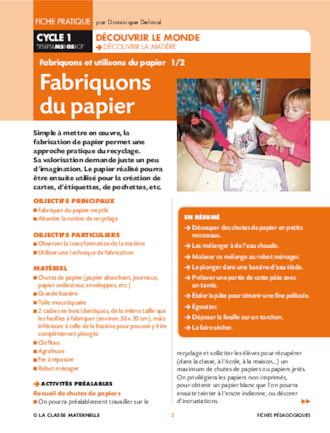 Fabriquons et utilisons du papier