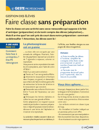 Faire classe sans préparation