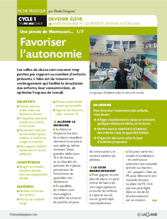 Favoriser l'autonomie. Montessori 1/7