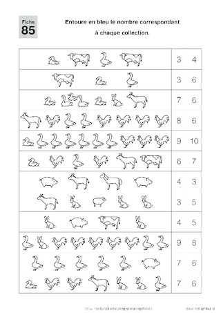 Fiches maths-français GS : les animaux