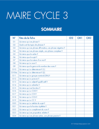 Fichier grammaire cycle 3