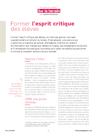 Former l'esprit critique des élèves
