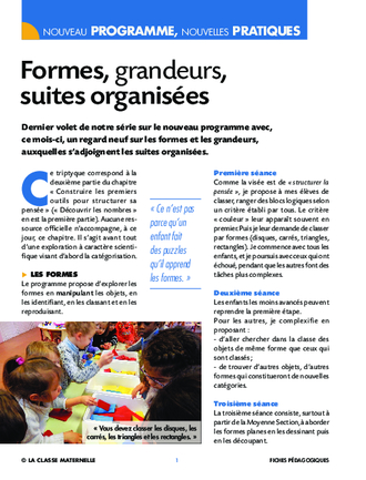 Formes, grandeurs, suites organisées