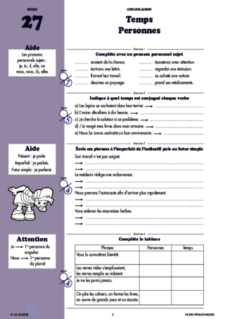 Conjugaison - Français (CM1/CM2/SEGPA) - FichesPédagogiques.com