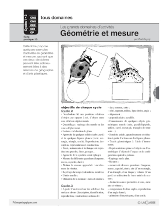 Géométrie et mesure / Grands domaines d'activités