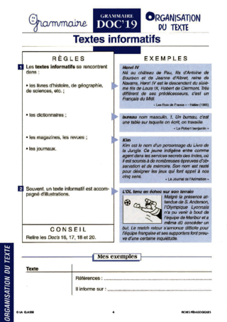 Grammaire CE. Les types de texte