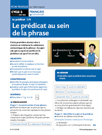 Grammaire : le prédicat