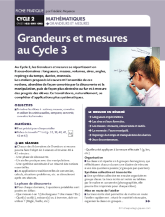 Grandeurs et mesures au cycle 3