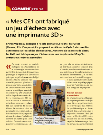 Imprimante 3D à l'école