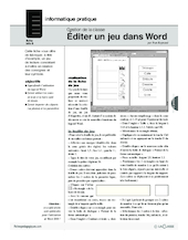 Informatique pour le maître / Editer un jeu dans Word