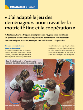 J’ai adapté le jeu des déménageurs pour travailler la motricité fine et la coopération