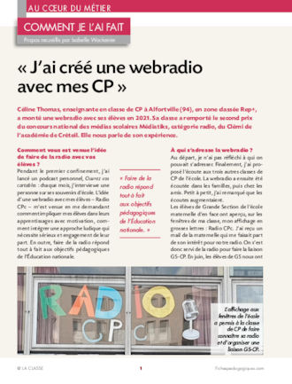 « J'ai créé une webradio  avec mes CP »