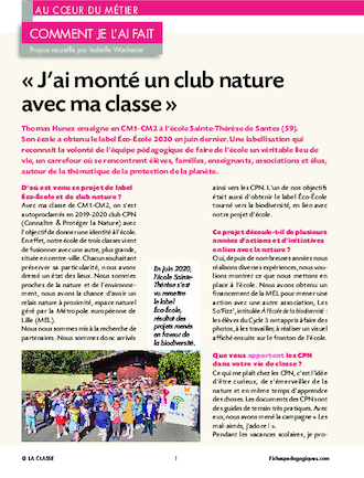 « J’ai monté un club nature avec ma classe »