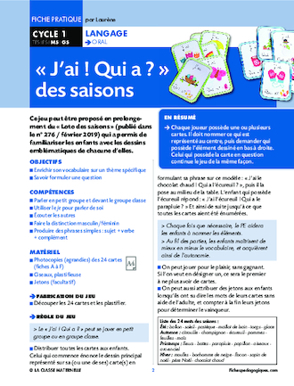 « J'ai ! Qui a ? » des saisons