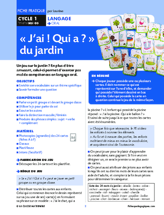 « J’ai ! Qui a ? » du jardin