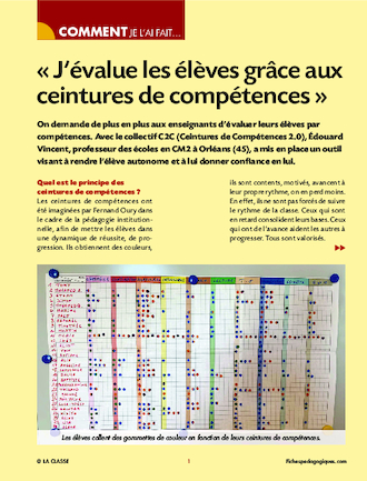 J’évalue les élèves grâce aux ceintures de compétences