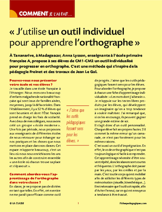 J’utilise un outil individuel pour apprendre l’orthographe