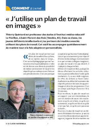 J'utilise un plan de travail en images