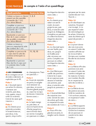 Je compte à l'aide d'un quadrillage