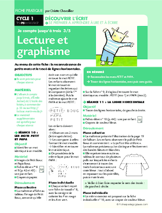 Je compte jusqu'à trois. Lecture et graphisme 3/5