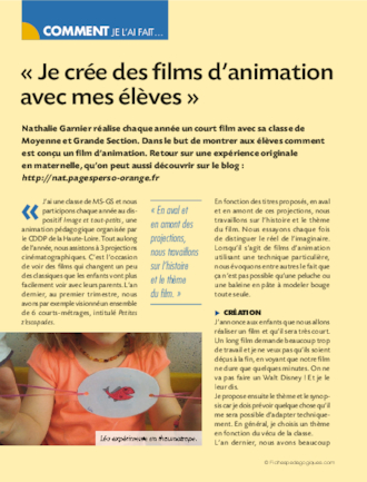 Je crée des films d'animation avec mes élèves