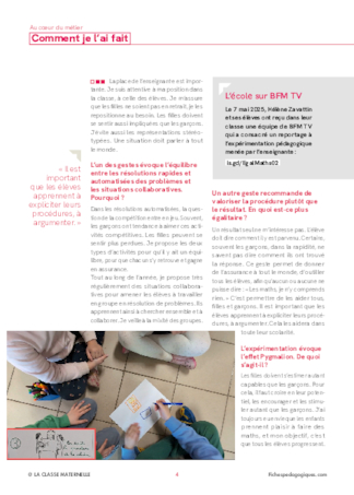 « Je favorise l'égalité filles-garçons en mathématiques »