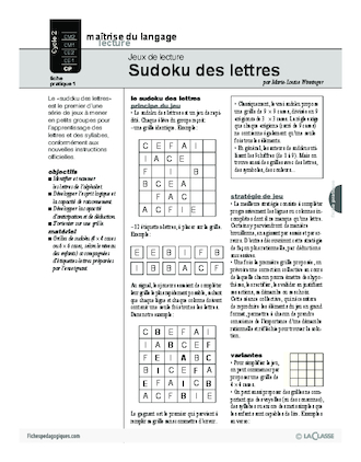 Jeux de lecture (1) / Sudoku des lettres