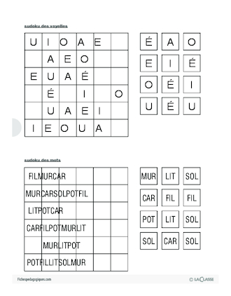 Jeux de lecture (1) / Sudoku des lettres