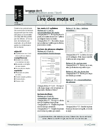 Jeux de lecture (10) / Lire des mots et des phrases simples