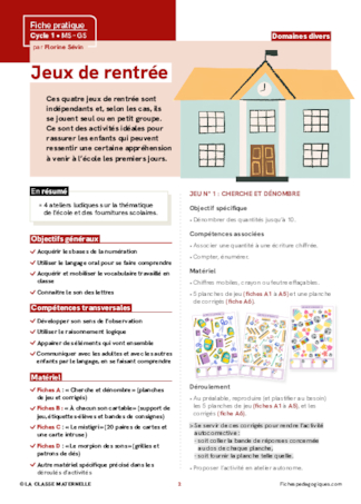 Jeux de rentrée