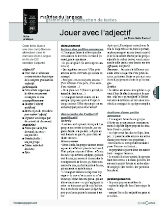 Jouer avec l'adjectif