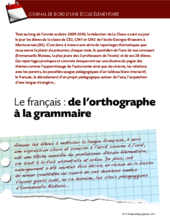 Journal de bord élémentaire (3) / Le français, de l'orthographe à la grammaire