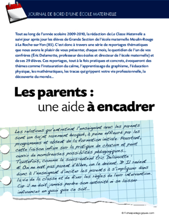 Journal de bord maternelle (9) / Les parents : une aide à encadrer
