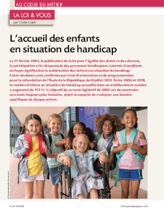 L'accueil des enfants en situation de handicap