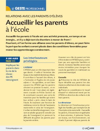 L'accueil des parents à l'école