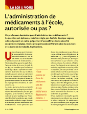 L’administration de médicaments à l’école, autorisée ou pas ?