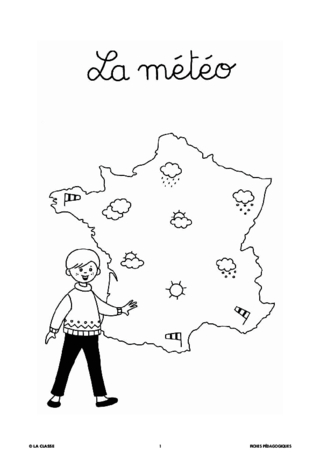 Carte météo imprimée en blanc, affiche météo, impression éducative