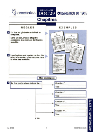 L'organisation du texte. Grammaire CM