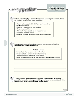 La chronologie dans une notice de fabrication