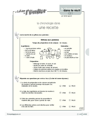 La chronologie dans une recette